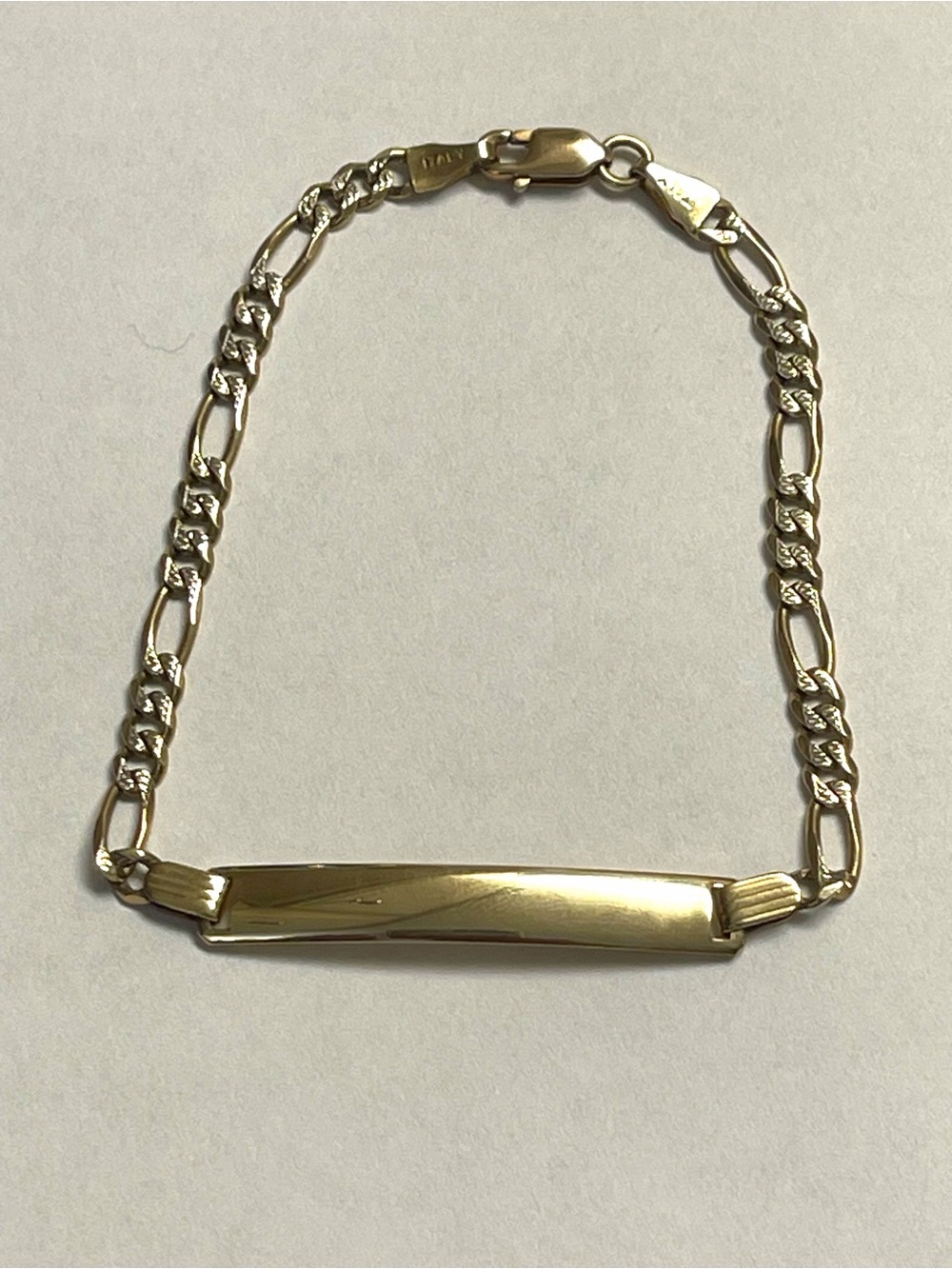 14K Gold ID Fígaro Link Bracelet 7.25